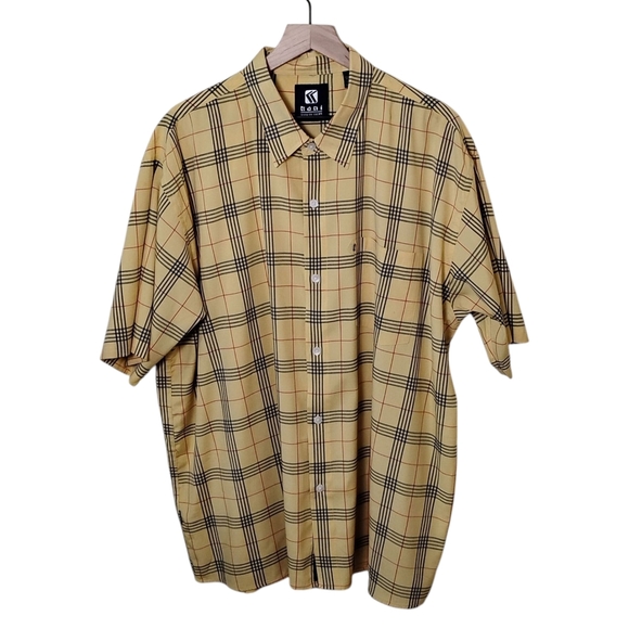 Karl Kani Vintage Yellow and Black with Red Casual Button Down Shirt, 2X - Picture 1 of 16